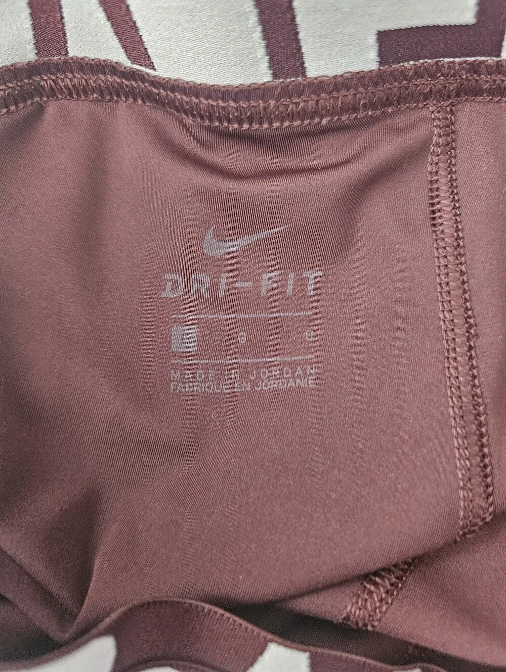 Nike Pro Women's Burgundy Leggings with White Logo Waistband